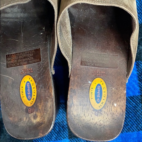 Dr Scholl’s Leather Upper Wood Bottom Sz 8 Clog - Picture 2 of 7